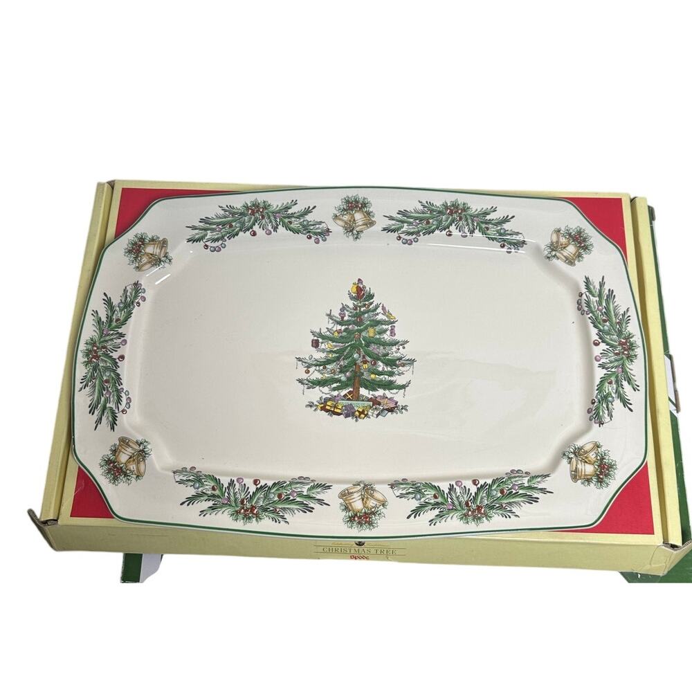 Spode Christmas Tree Garland 17.5" Rectangular Serving Platter in Box S3324-A8 - Picture 11 of 16
